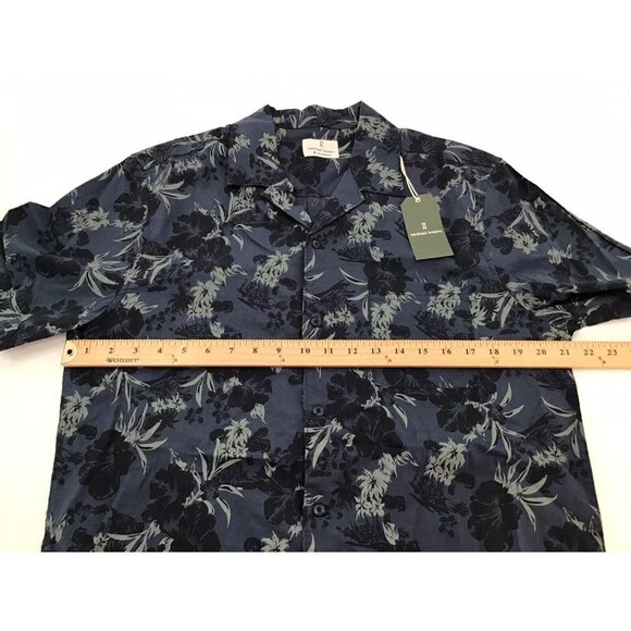 Mutual Weave Mens Size Tall Medium Short Sleeve Pocket Floral Shirt Dark Blue - Picture 4 of 6